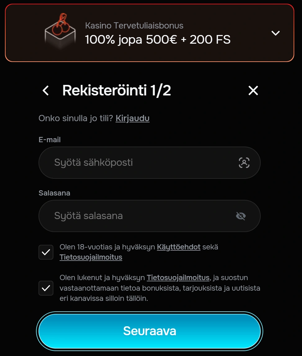 Rekisteröinti ja Kirjautuminen Revolution Casinolla